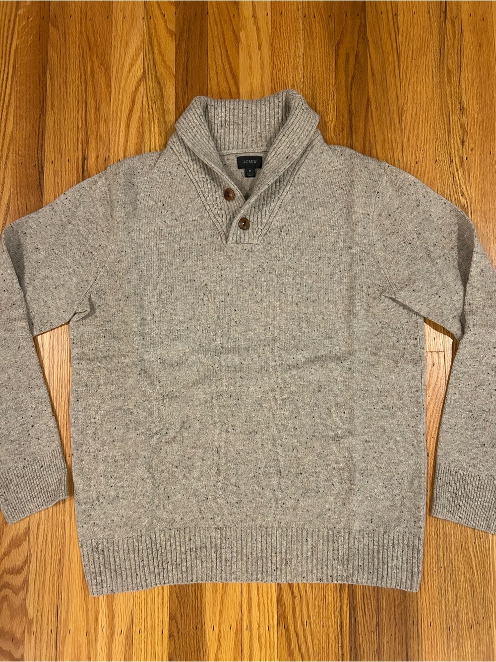 J. Crew Men's Shawl Collar Button Sweater - Donegal Oatmeal SIZE MEDIUM